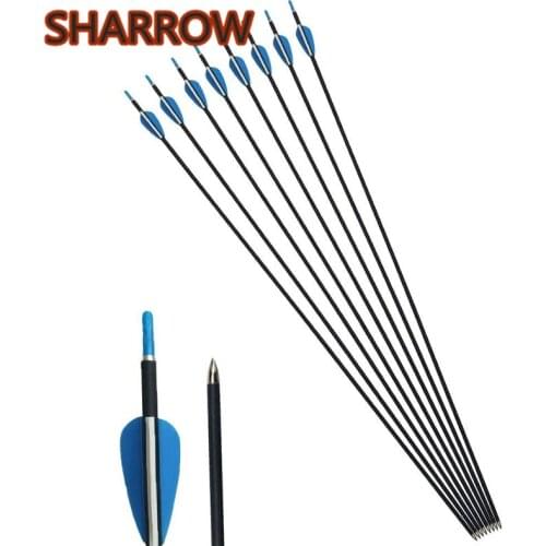 12/24Pcs 30" Archery Carbon Arrows Shaft Spine 1000 Target Target Steel Point Tips For Recurve Compound Bow Shooting Accessories