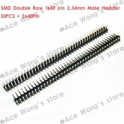 50pcs/lot) 2x40 pins Double Row 2.54 mm Pitch SMD Needle Male Pin Header