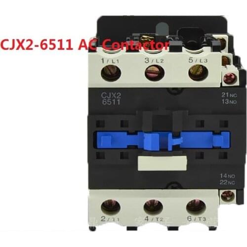 65A AC Contactor CJX2-6511 3Phase 3-Pole NO Coil Voltage 380V 220V 24V 50Hz Din Rail Mounted