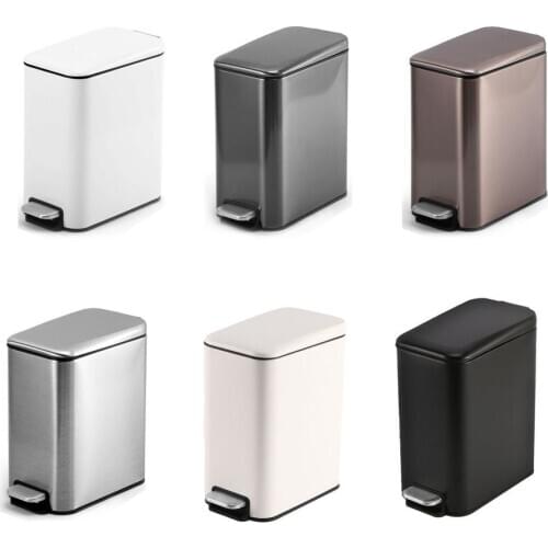 Silent Stainless Steel Trash Can 5L Rectangular Step Kitchen Waste Bin For Bathroom Kitchen Living Room Office Trash Bin Bucket