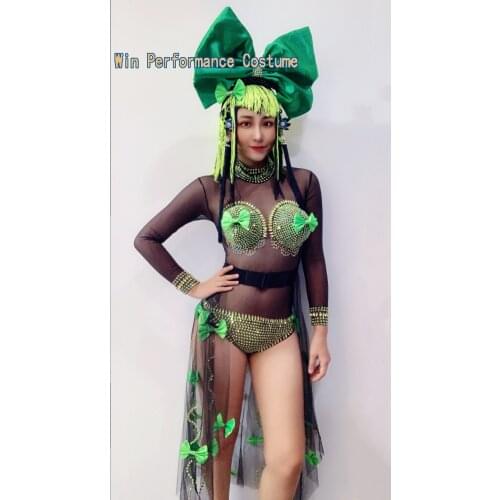 Big Bowknot rhinstone Sequined Women Bikini Black Mesh Sets Lace Tassel Mini Skirt Sexy Night Party Outfits Bar