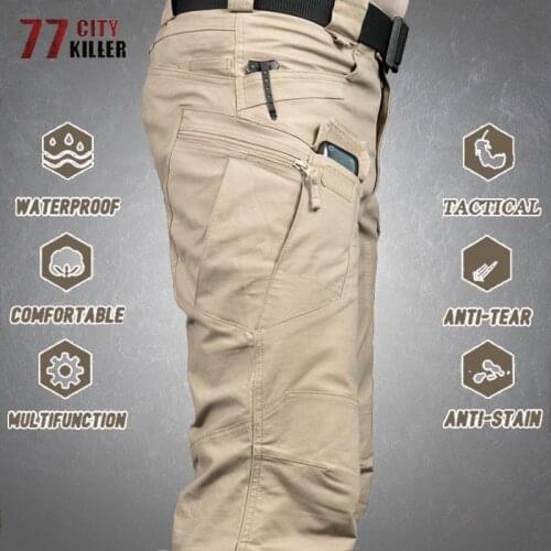 Men Casual Waterproof Quick Dry Elastic Cargo Pants Outdoor Multi Pocket Hiking Tactical Sweatpants Camouflage Military Trousers