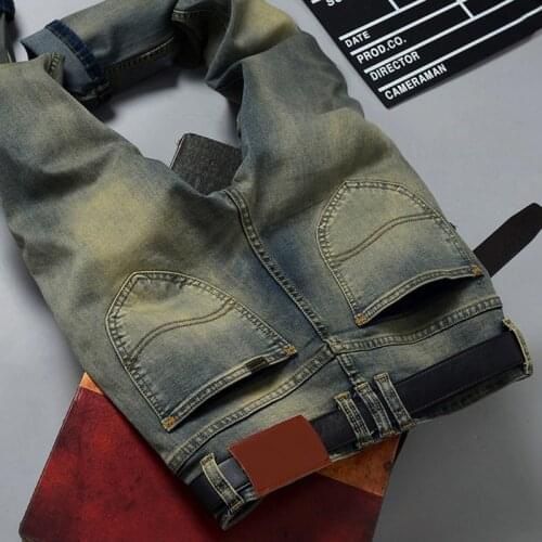 Mens Jeans Four Seasons Retro Fashion Denim Pants Men Casual Slim Fit Stretch Straight Jeans Full Length Trousers Man Clothing