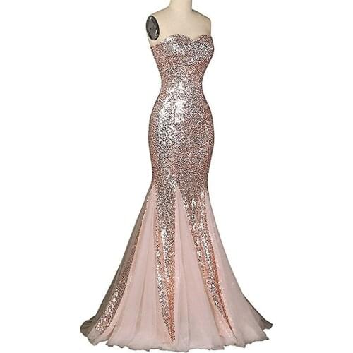 Elegant Pink Royal Blue Red Mermaid Evening Dresses Sweetheart Sequins Long Formal Party Dresses vestidos vestidos de festa