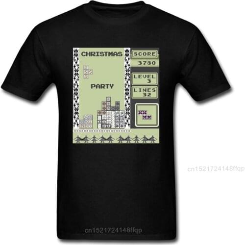 Comics Tetris Tshirt Mens T-shirts Ugly Christmas Party T Shirt Casual Tops Black Tees Plain Crew Neck Cotton Sweatshirts Funny