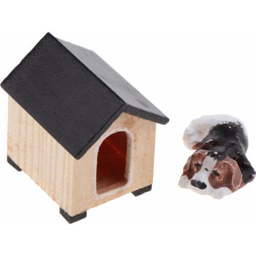 G10-X166 children baby gift Toy 1:12 Dollhouse mini Furniture Miniature rement accessories Kennel with puppy set