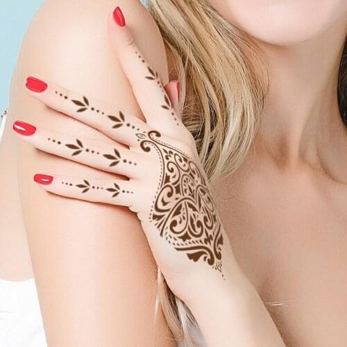 Indian Henna Rose Lace Flower Tattoo Stencil Women DIY Body Legs Arm Art Airbrush Painting Mandala Tattoo Stencil Template