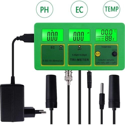 Newst Digital 4 In 1 Online PH/EC/TEMP/RH Meter With LED Display For Sea Water Swimming Pool And Aquariums MultiFunction Monitor