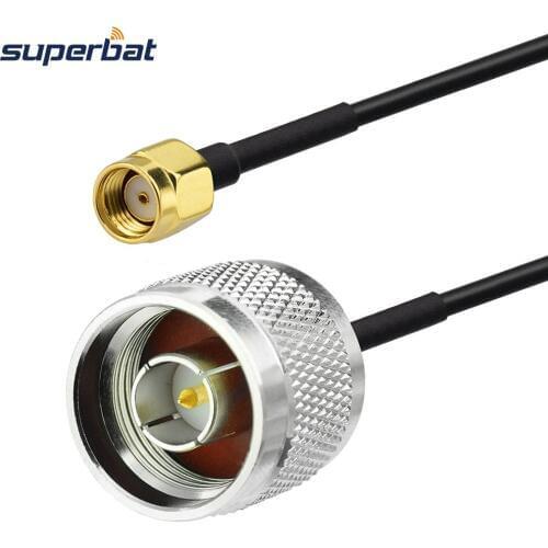 Superbat RP-SMA Plug to N type Male Plug Connector RG174 Coax RF Pigtail Extension Cable Jumper 40cm for Wifi Antenna