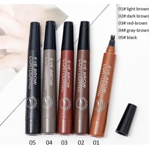 5 Colors Paint Makeup Eyebrows Microblading Eyebrow Pencil Tint 4 Tip Liquid Brow Tattoo Pen Waterproof Cosmetic Eye brow Liner
