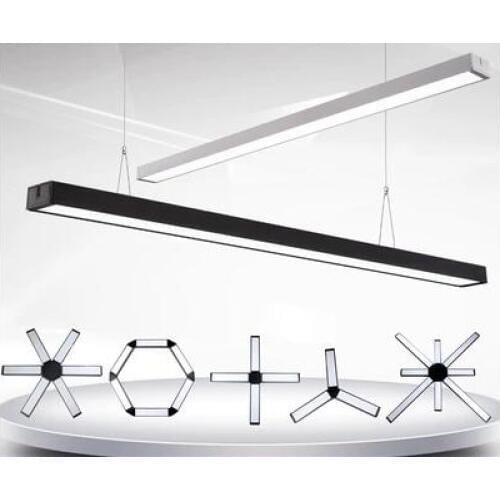 L Led office chandelier strip light modern minimalist mall stitching rectangular hanging line engineering lighting led