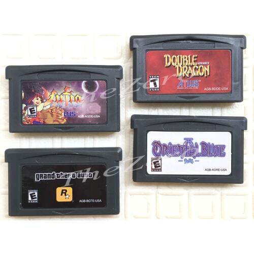 Lufia Grand Theft Auto Double Dragon Oriental Blue Video Game Cartridge Console Card for 32 Bit Handheld Player USA Version