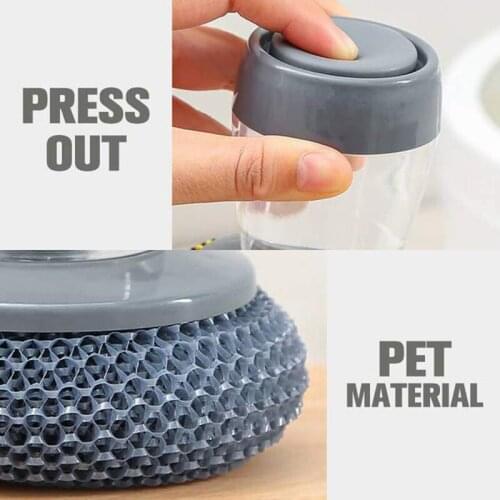 Multifunctional Pressing Cleaning Brush Built-in Liquid Storage Tank Kitchen Dishwashing Pot Brush pjop