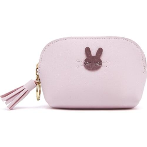 Korean Fashion Womens Coin Purse Mini Leather Coin Key Card Wallet Cute Rabbit Change Purses Money bags Small Pouch clutch bag