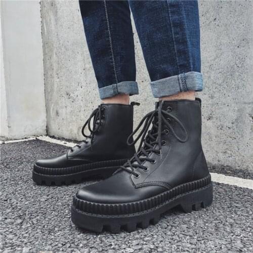 2021 Winter New Platform Mid-Top Boots Men Autumn British Trend Ankle Boots Hight-Top Korean Casual Mens Shoes Motorcycle Boots
