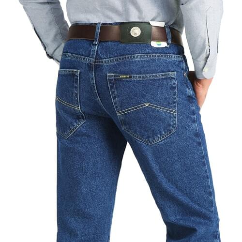 Cotton Men Business Jeans Classic Spring Autumn Male Straight Stretch Brand Denim Pants Summer Overalls Slim Fit Trousers 2021