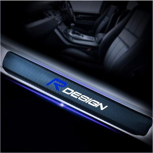 4Pcs Car Styling R Design Emblem Carbon Fiber Door Sill Stickers For Volvo Rdesign XC90 S60 XC60 V70 S80 S40 V50 V40 V60 C30 S70