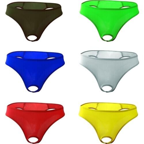 Mens sexy underwear translucent dew JJ ice silk thong T pants breathable low waist sexy alternative role swap underwear