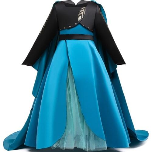 Disney new dress Frozen 2 Anna black and blue layered trailing shawl skirt satin breathable clothing party