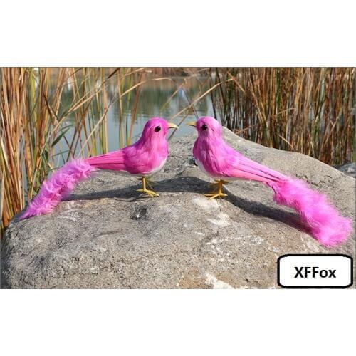 A pair of hot pink simulation bird models foam&furs real life bird doll gift about 25cm xf2499