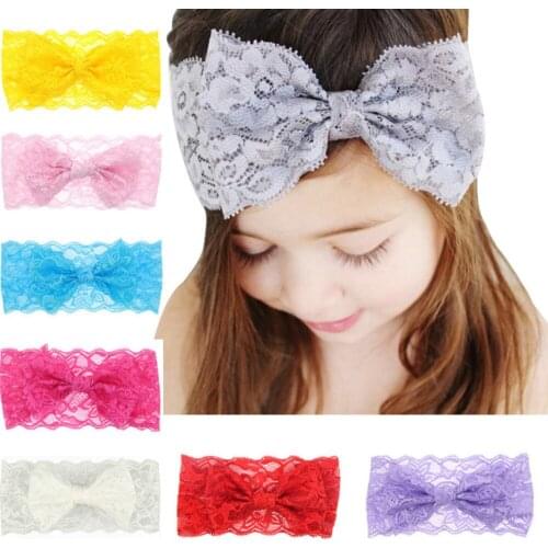 1 Pcs Hair Bandage Tie Band Headband Bow Children Newborn Kids Headwear Baby Girl Accessories Bowknot Lace Turban
