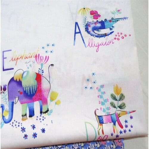 Brand New Dreamlike Colorful Letter Animals 100% cotton twill cotton Fabric for DIY Sewing quilting home decor patchwork telas