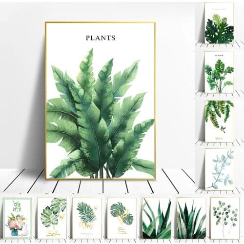 Modern Wall Art Canvas Painting Tropical Plant Nordic Poster Home Decoration Green Leaves Decorative Picture Living Room Decor