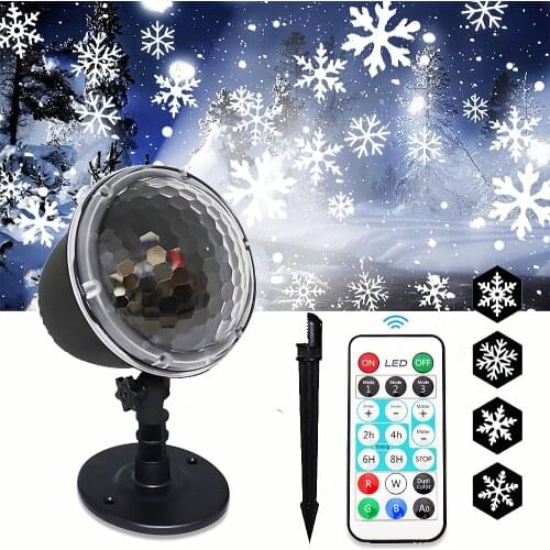 LED Christmas Snowflake Projection Lamp Kerst Outdoor Decoration Holiday Garden Party Luces De Navidad Projector Lampki Nocne