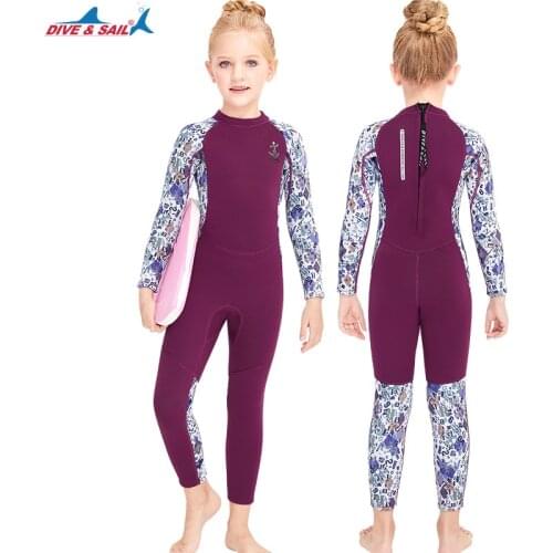 All-In-One Long-Sleeved UV Protection Kids Girls Boys Wetsuit Neoprene Wetsuit Kids Warm Snorkeling Surfing Swimwear