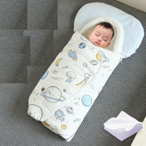 Double-layers Pure Cotton Baby Sleeping Blanket Adjustable And Comfortable Newborn Swaddle Wrap In Spring Summer Autumn Winter