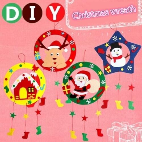 Felt Diy Craft Non-woven Christmas Garland Decoration Door Hanging Santa Christma Snowman Snow House Christmas Deer Ornaments
