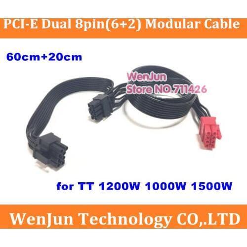 High Quality 60cm PSU 8pin to Dual 8(6+2)-pin Modular Power Supply Cable for TT /Thermaltake 1200w 1000W 1500W