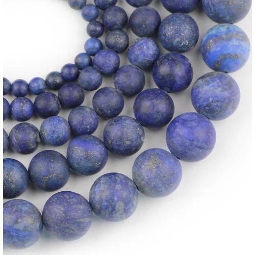 YHBZRET Natural Stone matte Lapis Lazuli Round Spacer Loose Beads 15" Strand 4 6 8 10 12mm DIY Necklace Bracelet DIY Accessories