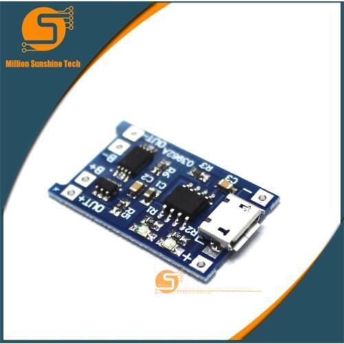 New 5pcs Micro USB 5V 1A 18650 TP4056 Lithium Battery Charger Module Charging Board With Protection Dual Functions 1A Li-ion