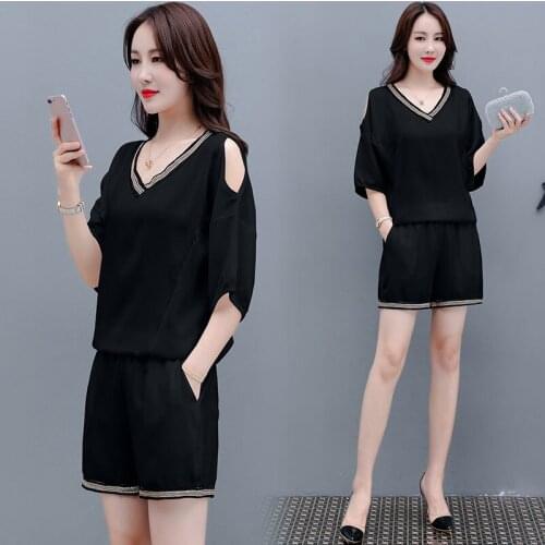 2021 Summer New Plus Size Female Casual Sports Two-Piece Suit V-Neck Fashion Strapless Tops And Short Pants Women Suit aq165