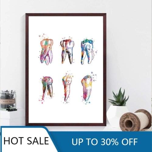 Teeth Anatomical Wall Art Canvas Painting Posters and Prints Dentistry Medical Hygienist Doctor Gift Clinic Wall Decor