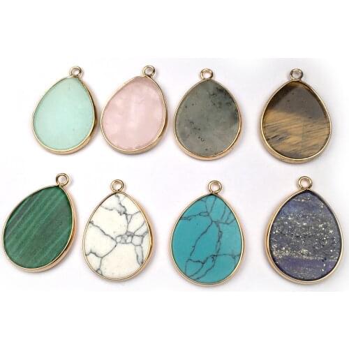 1PC Natural Water Drop Shape Pendant Charms Natural Agates Stone Pendants for Jewelry DIY Necklace Making Size 20x30mm