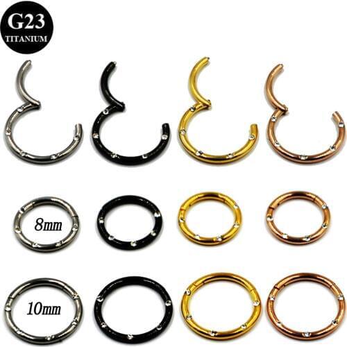 1Pcs G23 Titanium CZ Gem Septum Clicker Labret Ring Nose Ring Ear Cartilage Earring Piercing Jewelry