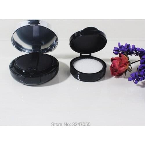 10pcs/lot Black Round Empty Air Cushion Box, DIY Plastic Foundation Storage Cases, High Class cc/bb Cream Sub Container