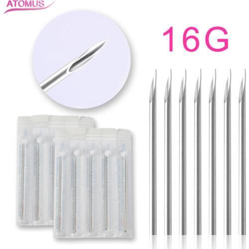 10pcs Surgical Steel Sterile 16G Body Tattoo Piercing Needles Gauge Tattoo Supply Agujas De Piercings Naalden