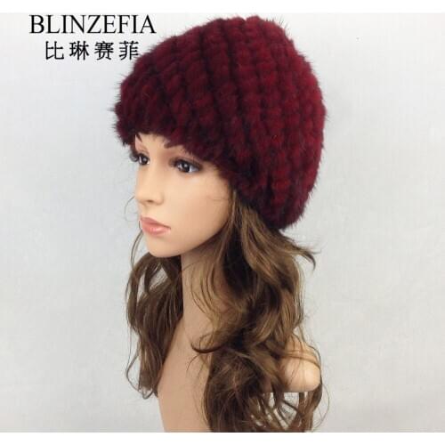 2020 Fashion Real Mink Fur Winter Women Hats Gorro Invierno Lady Russian Pineapple Fox Fur Beanies Cap Bonnet Fille BZ6001