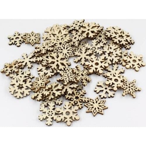 30/50/ 100PCs 25mm Christmas Snowflake Wooden Buttons Fit Sewing and Scrapbook DIY Wedding Decoration