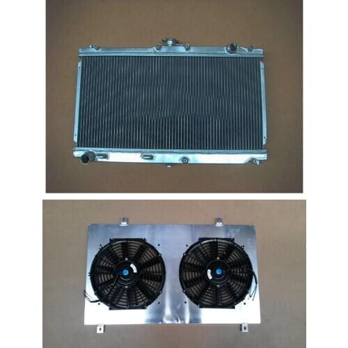 52mm For Mazda Miata MX5 1999-2005 MT Manual Aluminum Radiator + Shroud + FAN 99 00 01 02 03
