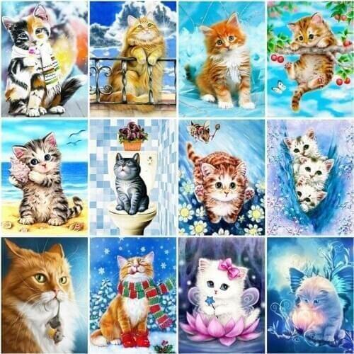 Cat Diamond Embroidery Painting Animals Diamand Mosaic Complet Stones Stickers Wall Decor New Arrival Hobby Picture Diamond Dot