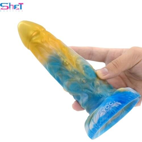 SHET Huge Silicone Anal Plug Feel Comfortable Dildo Colorful Sex Toy For Women Men Orgasm Erotic Texture Massager Dildosex Toy
