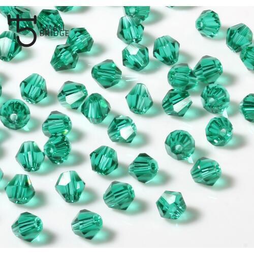 Austrian Transparent Green Bicone Crystal Beads for Jewellery Diy Supplies Perles Charm Loose Faceted Spacer Glass Beads Z206