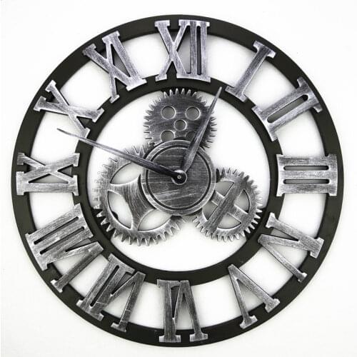 Large Wall Clock Vintage 3D 40CM Gear Industry Wind Decoration Loft Hair Salon Coffee Shop Living Room Reloj Cocina Decor SC257