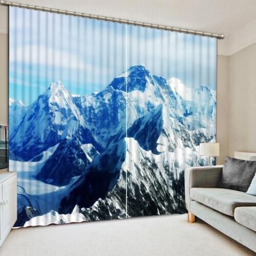 Snow curtains Landscape Scenery Beauty Digital Photo Printing Blackout 3D Curtains for Living Room mountain curtain