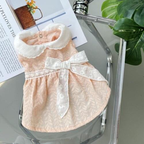 Puppy Embroidery Dresses Cotton Dog Clothes For Yorkshire Pomeranian Schnauzer Poodle Pug French Bulldog Cat Costumes