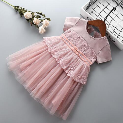 Girl princess lace dress Summer children clothing party dress for 2-7T kids Clothes girls bow knot birthday wedding tutu dress